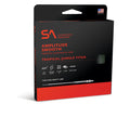 Packaging of Scientific Anglers Amplitude Smooth Tropical/Jungle Titan fly line showing product features and branding in black and red design with a spool of green line visible through a cutout.