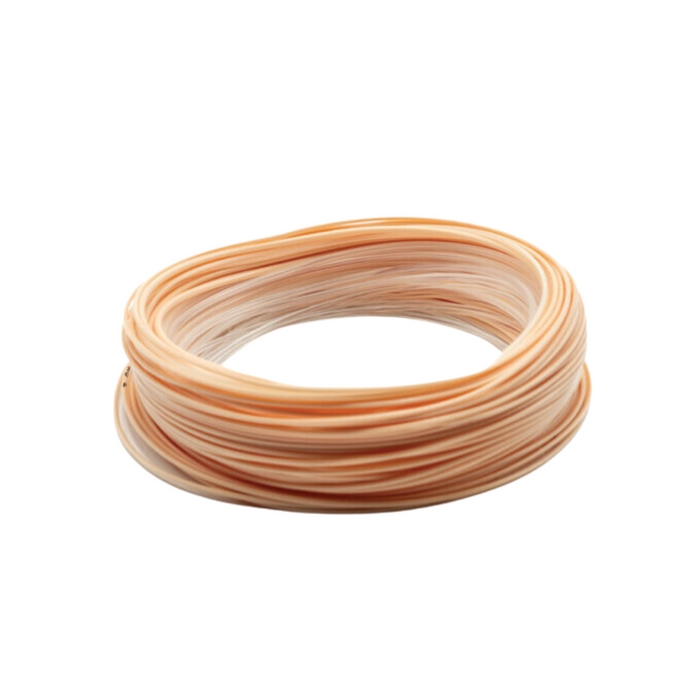 Scientific Anglers Magnitude Smooth Tarpon Clear Tip fly fishing line coiled in light tan and clear colors, designed for precise casting and smooth performance.