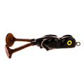 Scum Frog Little Big Foot fishing lure designed to mimic a frog with a black body, yellow eyes, and textured brown legs for effective musky and freshwater fishing tackle.