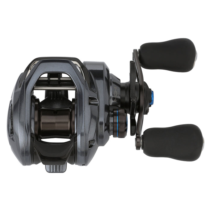 Shimano SLX 70 A Casting Reel shown in sleek dark gray with ergonomic dual handles, designed for smooth performance in fishing tackle and casting applications.