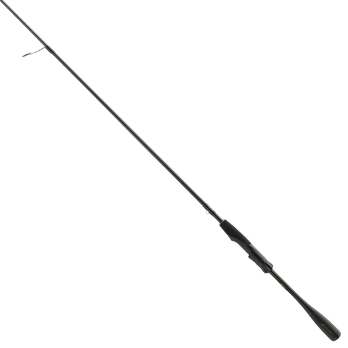 Slim, black Shimano Zodias B - Spinning fishing rod with ergonomic handle and line guides, designed for precision and sensitivity in fishing tackle.