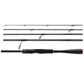 Shimano Zodias Travel Rod - Spinning shown disassembled into four black graphite sections with ergonomic handle and red accent details, ideal for fishing tackle and travel convenience.