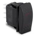 Sierra Contura II Illuminated Weather Resistant Rocker Switch - on-off-on, black rectangular switch with textured surface and multiple metal connectors, designed for marine electronics and fishing tackle applications.