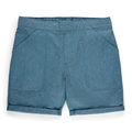 Simms Biscayne Short - Men's in blue fabric with a slightly textured look, featuring front pockets and rolled cuffs designed for outdoor and fishing activities.