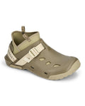 Simms Drifter AT fishing shoe in tan with adjustable buckle strap, breathable mesh side panels, and durable sole designed for comfort and support during fishing activities.