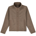 Simms Harbor Fleece - Women's brown textured full-zip jacket with stand collar and two side pockets, designed for warmth and comfort during fishing or outdoor activities.