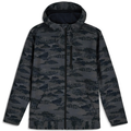 Simms Rogue Fleece Hoody - Men's, dark camouflage patterned full-zip fleece jacket with hood, front zippered chest pocket, and kangaroo hand pockets for outdoor fishing activities.