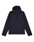 Simms Rogue Flex Half-Zip Pullover in dark color with a hood, front chest pocket, and zip closure, designed for comfort and versatility in fishing and outdoor activities.