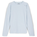 Simms SolarFlex Crewneck Shirt - Men's (New 2026) in light blue, long-sleeve, lightweight performance fabric designed for sun protection and comfort during fishing activities.