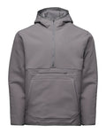 Simms Strata 330 Midlayer Half-Zip Hoody - Men's gray hooded pullover with half-zip front kangaroo pocket and long sleeves shown on a white background