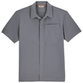 Simms Tailout Air SS Shirt - Men's, short-sleeve gray fishing shirt with a button-up front and a single chest pocket featuring a button closure, designed for comfort and breathability.