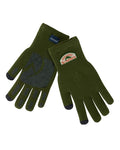 Pair of olive green Simms X Sealskinz Rangeley Waterproof Glove with textured grip pads on palm and fingertips, featuring brand logos on the back of each glove.