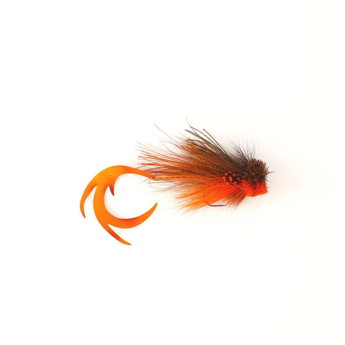 Single Buford Dragon Tail Urban Fly Co. fishing lure featuring bright orange soft tail and black and orange feathered body designed for fly fishing and fishing tackle use.