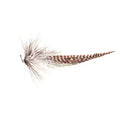 Single River Pig Urban Fly Co. fishing lure featuring natural brown and white feathers with detailed patterning, designed for use with fishing tackle.
