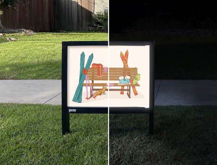 Ski Season Yardsy Sign - Day Night