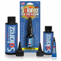 Solarez Thin Hard Formula UV-cure fly tie resin bottles and tubes with labels showing quick curing under 10 seconds, designed for fishing tackle use.