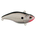 SPRO Aruku Shad Jr. Lipless Crankbait in chrome black finish with detailed scale texture, lifelike eye, and red accent near the head for realistic fishing lure presentation.