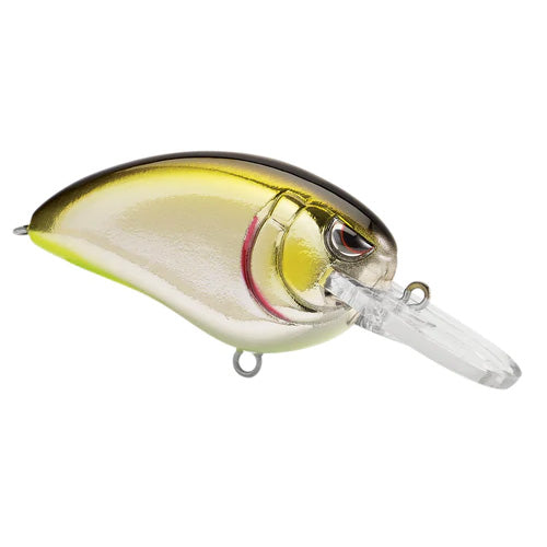 SPRO Little John MD 50 Crankbait fishing lure with a shiny green and yellow finish, detailed eyes, and a clear diving lip for effective fishing tackle performance.