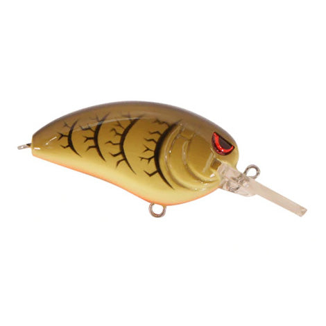 SPRO Little John MD 50 Crankbait in a natural olive green and yellow pattern with detailed black markings and a red eye, designed for fishing tackle use.