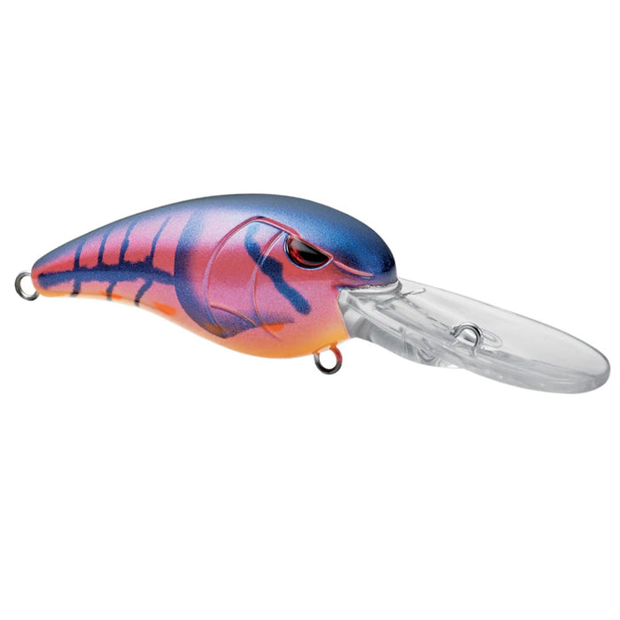 SPRO RkCrawler DD50 Crankbait fishing lure featuring a compact, curved body with blue and orange coloring and a clear plastic diving lip for underwater movement.