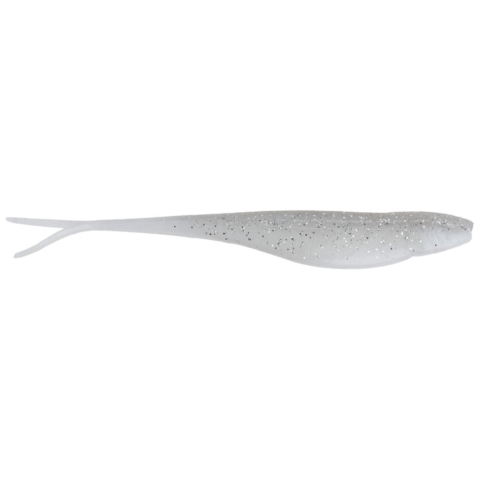Strike King 3" Z-Too Soft Jerkbait in translucent white with silver glitter, designed as a soft fishing lure for ice and musky fishing tackle.