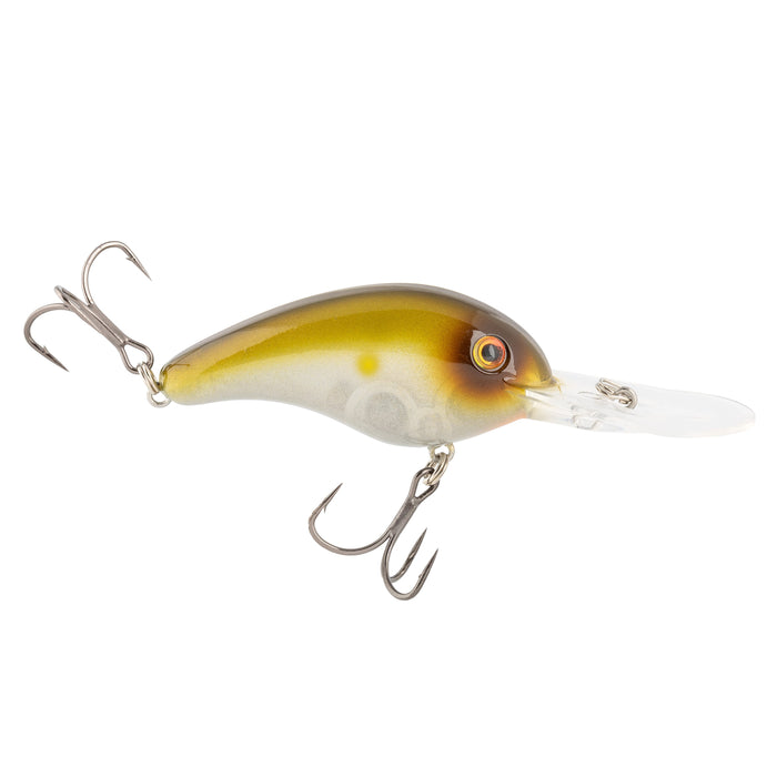 Strike King 5XD Elite Crankbait fishing lure with a gold and brown gradient body, two treble hooks, and a clear diving lip designed for effective freshwater fishing.