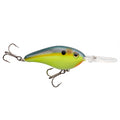 Strike King 6XD Elite Crankbait fishing lure with blue and yellow gradient body, detailed scale pattern, two treble hooks, and clear plastic diving lip for freshwater fishing tackle.