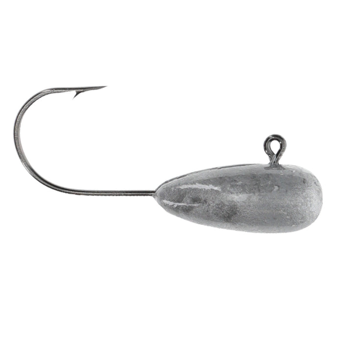 Strike King Bitsy Crackin' Tube Jig Head in silver-gray metal with a sharp fishing hook, designed for effective fishing tackle use.