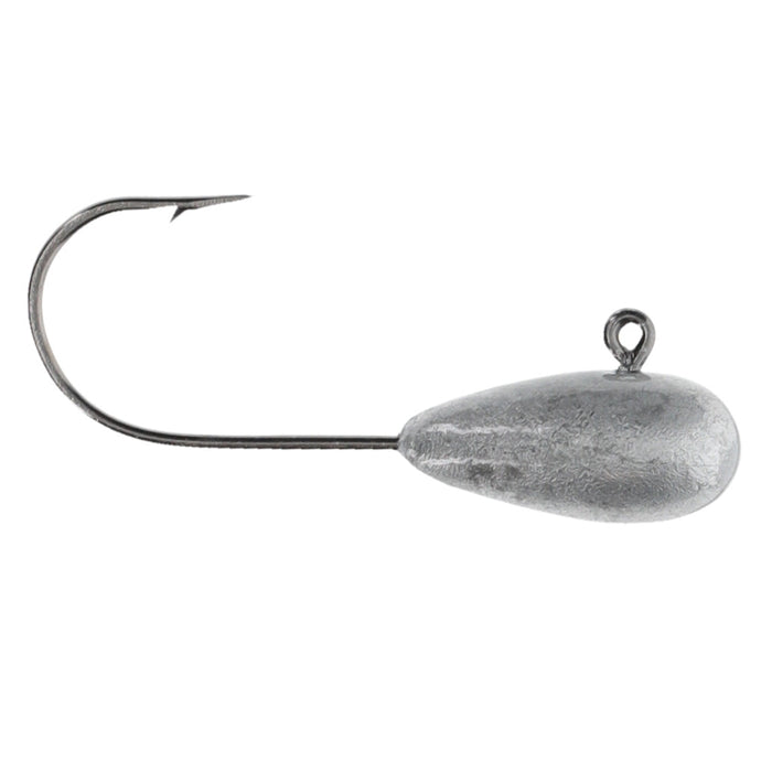 Strike King Bitsy Crackin' Tube Jig Head with a sharp fishing hook and weighted, smooth metallic head designed for effective fishing tackle use.