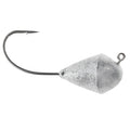 Close-up of a Strike King Crackin’ Tube Jig Head featuring a sharp fishing hook attached to a weighted, metallic, cone-shaped head designed for fishing tackle use.