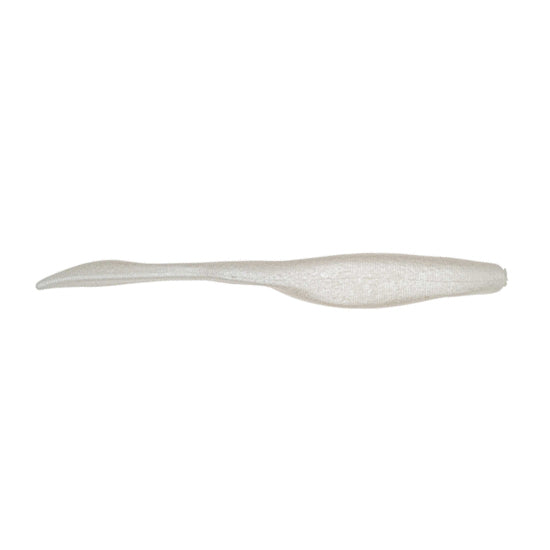 Strike King KVD Perfect Plastics 5" Caffeine Shad fishing lure in pearlescent off-white, designed for lifelike action to attract muskies and other game fish.