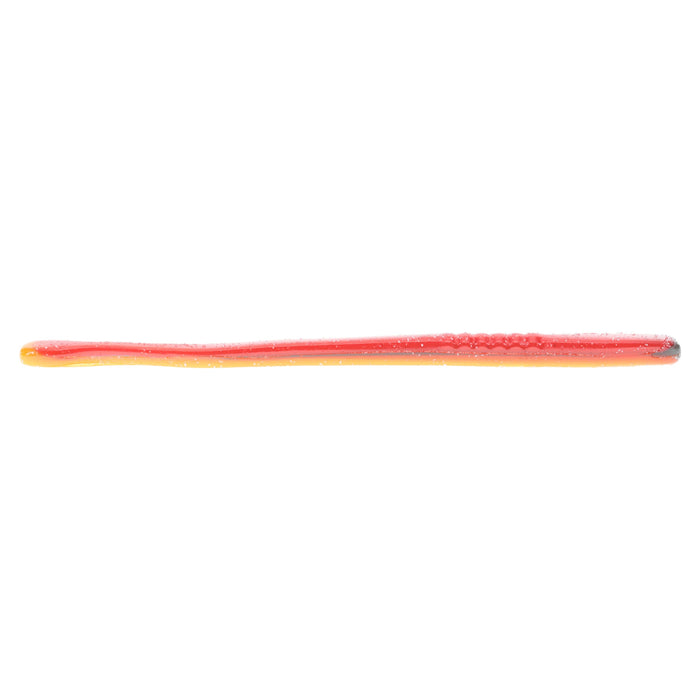 Strike King KVD Perfect Plastics Filler Worm 6" fishing lure in a slender worm shape with a red and orange translucent body designed for effective fishing tackle use.