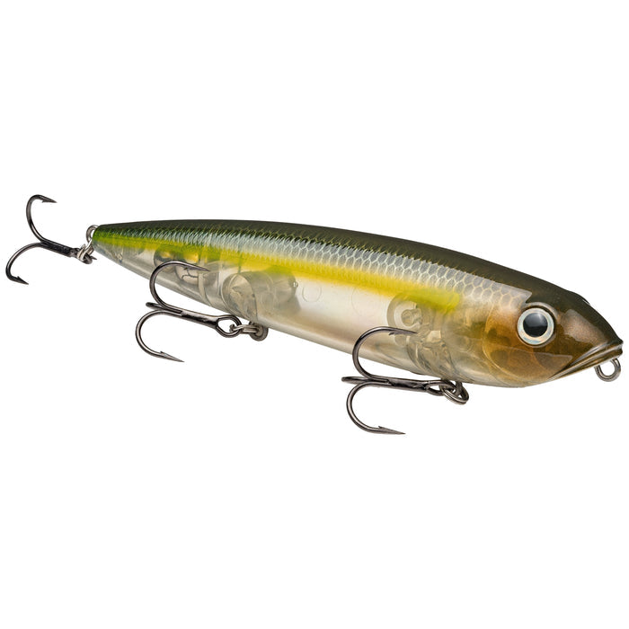Strike King KVD Sexy Dawg Topwater fishing lure with realistic fish pattern, three sharp treble hooks, and a slim, durable body designed for topwater fishing action.