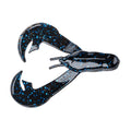 Strike King Rage Chunk Trailer fishing lure in black with blue flakes, designed to mimic a crawfish for effective fishing tackle use.