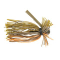 Strike King Tour Grade Finesse Football Jig with multi-colored silicone skirt in shades of yellow, green, and orange designed for fishing tackle use.