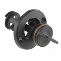 T-H Marine Drain Plug in black plastic with a round flange, threaded body, and rubber gasket designed for secure water drainage in boats or marine equipment.