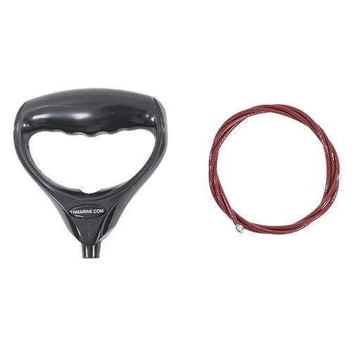 T-H Marine G-Force Trolling Motor Handle and Cable featuring a black ergonomic handle and a coiled red cable designed for reliable marine electronic control.