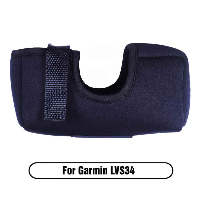 The Rod Glove Forward Facing Sonar Glove in black neoprene material designed to protect Garmin LVS34 sonar units, featuring a secure strap and ergonomic shape for fishing tackle use.