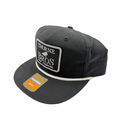 Thorne Bros Fly Fishing Logo Richardson Umpqua Gramps 256 Hat Black/White featuring black fabric, white embroidered logo patch, structured crown, and flat brim with a white rope detail.