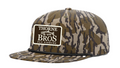 Thorne Bros Fly Fishing Trout Logo Richardson Umpqua 256P MO Bottomland camo patterned hat with embroidered logo patch and black cord detail on the brim.