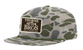 Thorne Bros Fly Fishing Trout Logo Richardson Umpqua 256P Olive Green hat featuring a camouflage pattern with an adjustable snapback and a rectangular Thorne Bros Fly Fishing patch on the front.