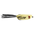 Toad Thumper Swamper Walkin' Frog fishing lure in pale yellow with black markings and red eyes, designed for musky and freshwater fishing tackle.