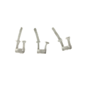 Three clear plastic joint connectors arranged side by side on a white background, shown as part of the TTT β-MINNOW Joint (3 Pack) fishing tackle accessory set.