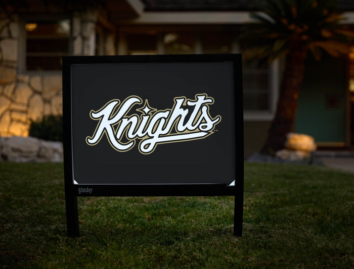 UCF Knights Script Mark Black Yardsy Sign - Hero