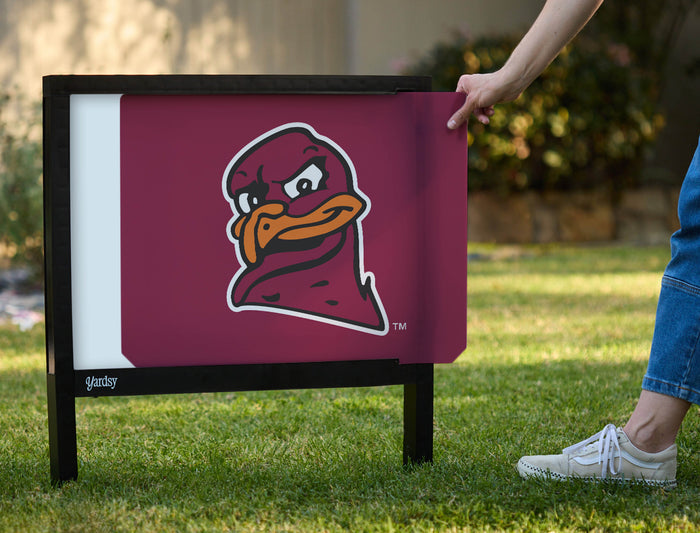 Virginia Tech Hokies Bird Mascot Maroon Yardsy Sign - Interchangeable