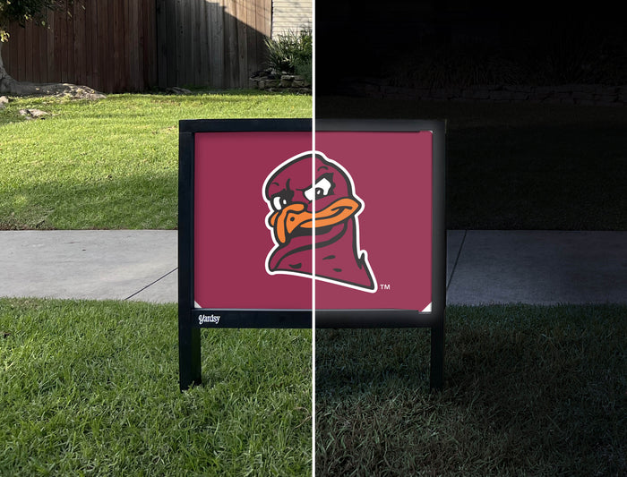 Virginia Tech Hokies Bird Mascot Maroon Yardsy Sign - Day Night