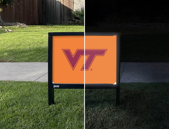 Virginia Tech VT Athletics Mark Orange Yardsy Sign - Day Night