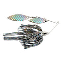 War Eagle Nickel Screamin Eagle Double Willow Spinnerbait featuring two reflective silver willow blades and a black and silver skirt, designed for effective fishing lure action.