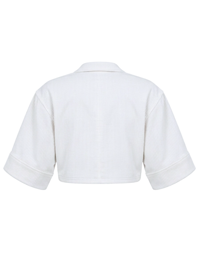 White Rib Cropped Resort Shirt – Back view