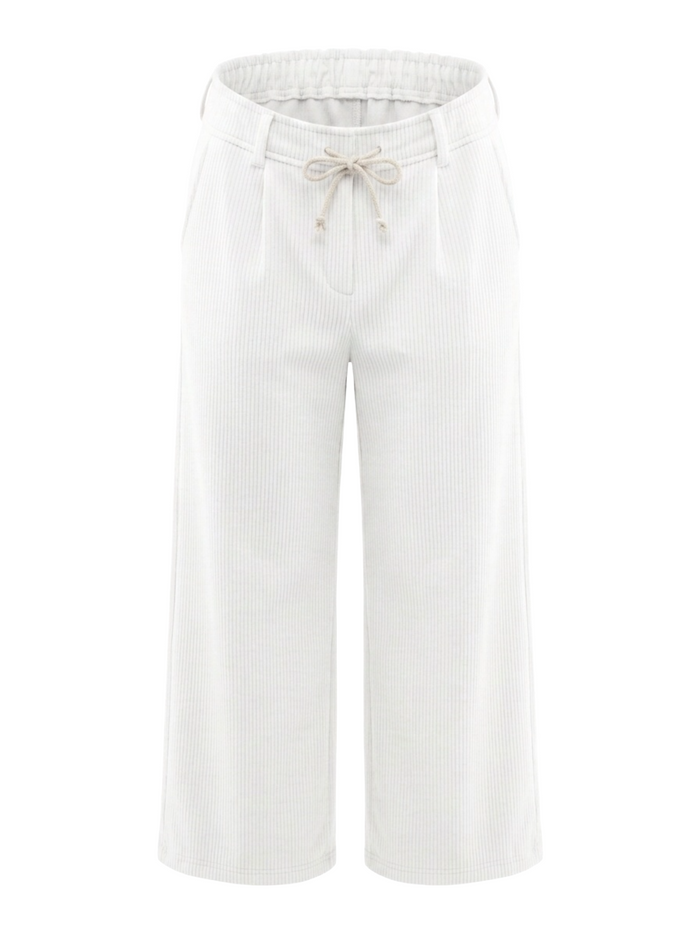 White Rib Wide-Leg Trousers – Front view